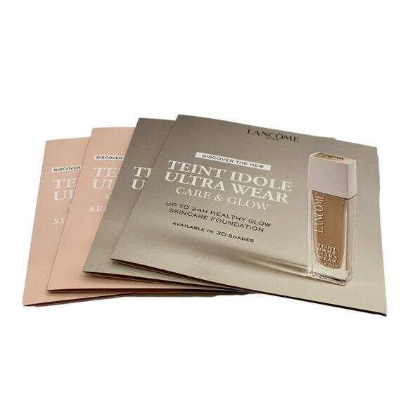 Lancome Teint Idole Ultra Wear Care & Glow Foundation & Serum Sample Cards 2ea - Picture 1 of 4